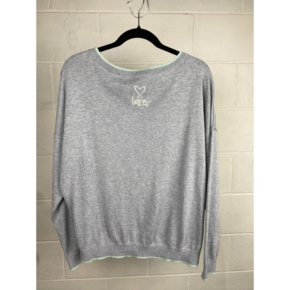 NWT Victoria's Secret Gray Cashmere Blend Lightweight Sweater Love Back Detail M